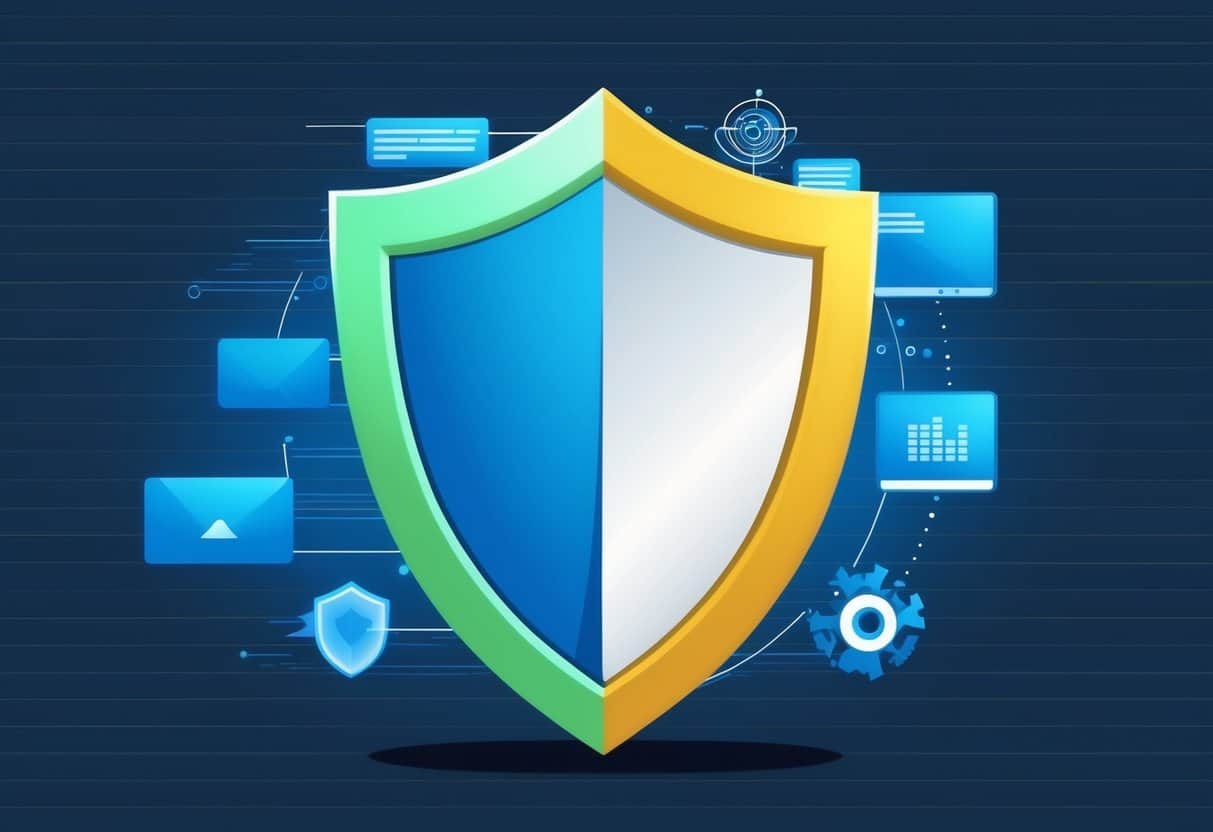 A sturdy shield deflects incoming digital threats