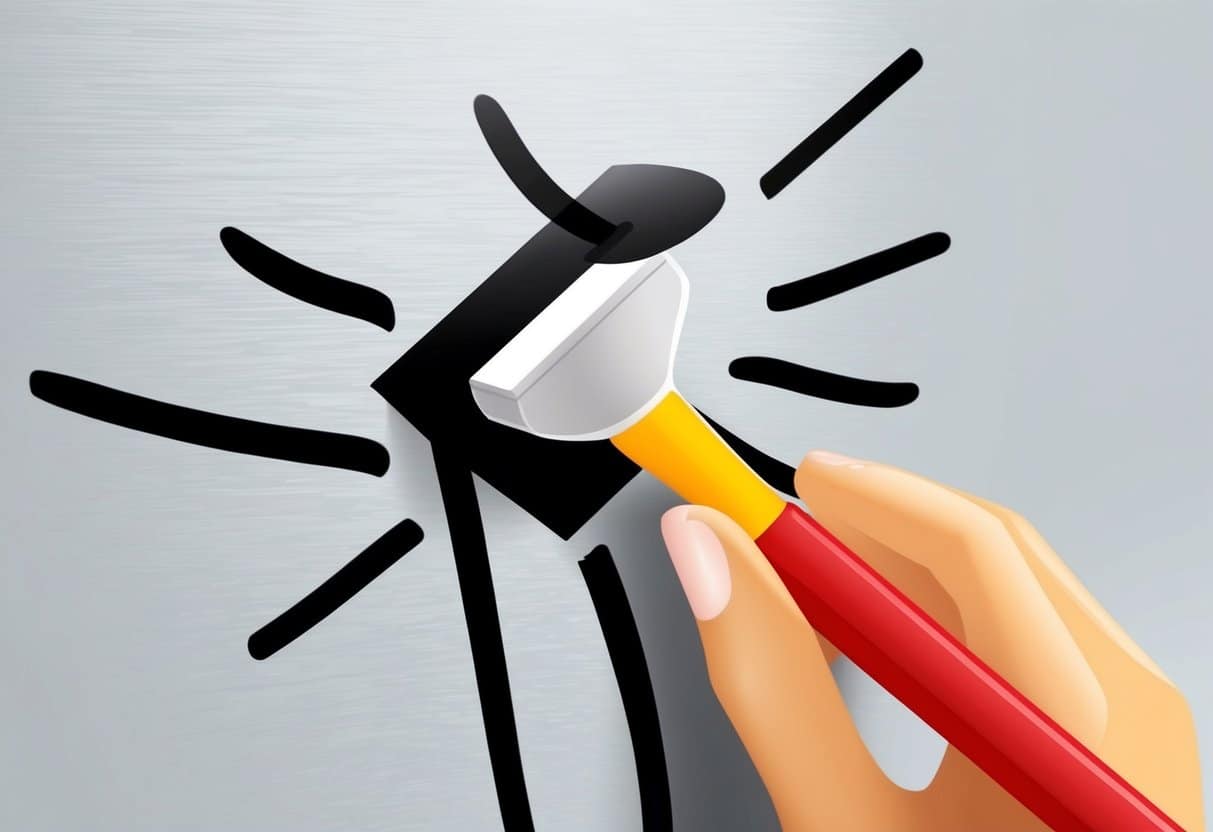 An eraser removing black marks from a whiteboard